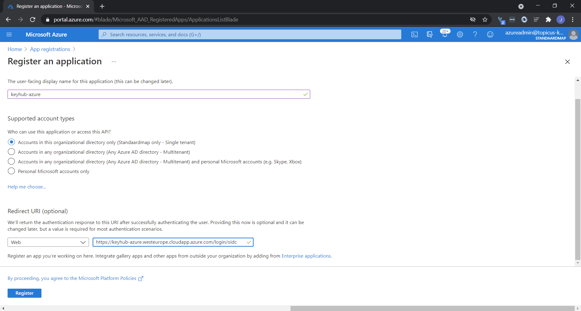 Create new application
