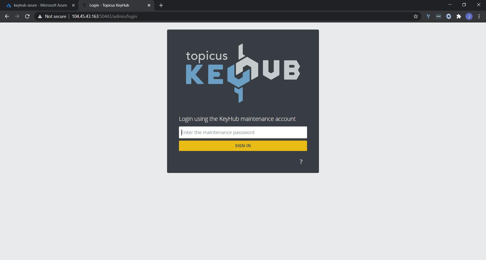 KeyHub login screen